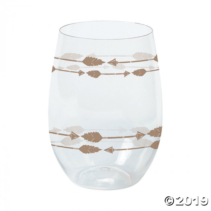 Tribal Baby Shower Stemless Plastic Wine Glasses (6 Piece(s))