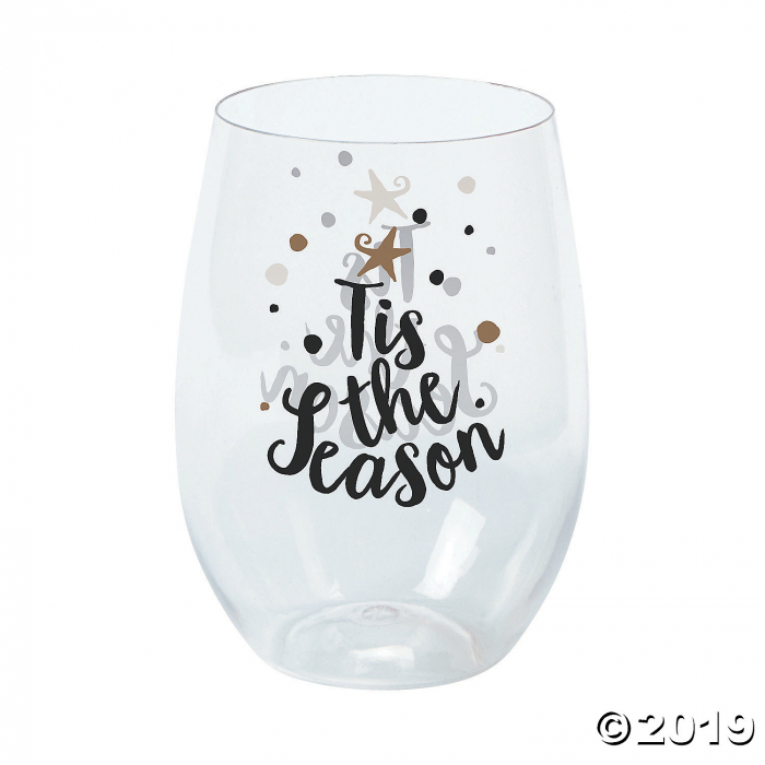 Bold Christmas Stemless Plastic Wine Glasses (6 Piece(s))