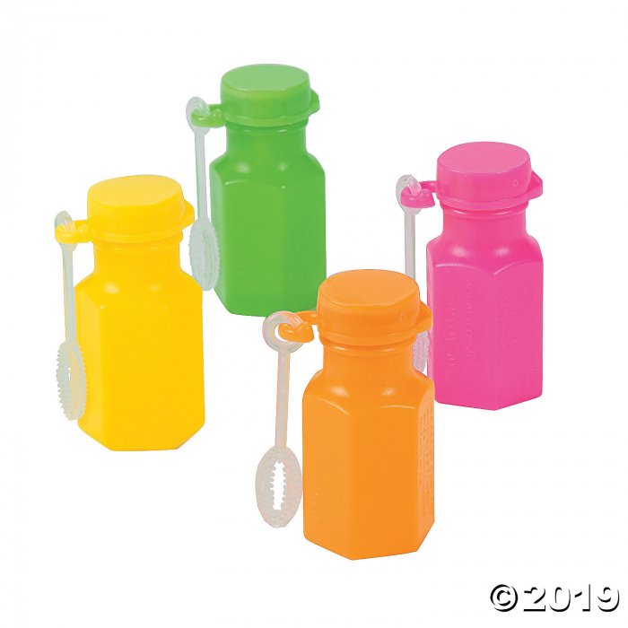 Neon Hexagon Mini Bubble Bottles (48 Piece(s))