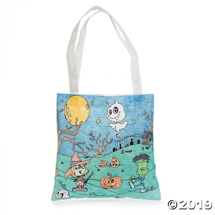 Color Your Own Medium Goofy Goblins Halloween Tote Bags (Per Dozen)