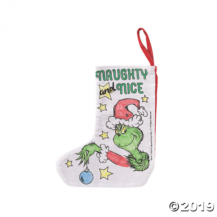 Color Your Own Dr. Seuss The Grinch Christmas Stockings (Per Dozen)
