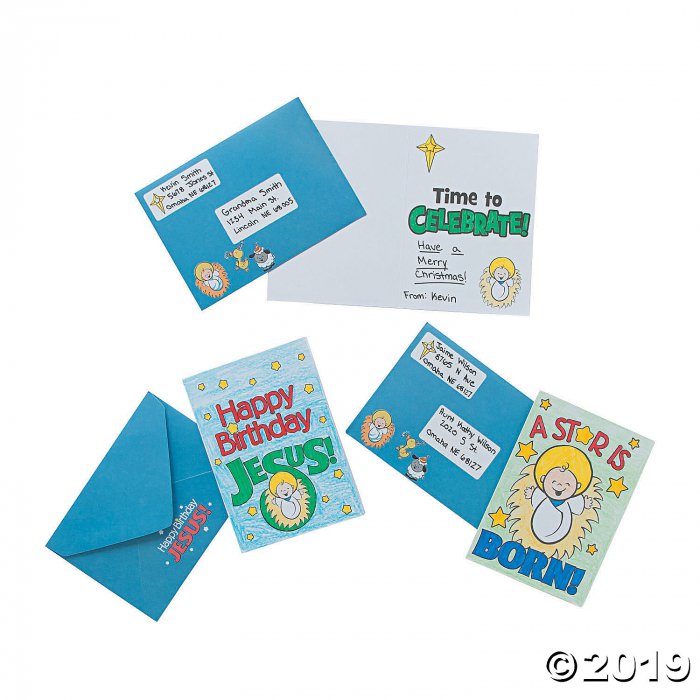 Color Your Own Happy Birthday Jesus Cards (Per Dozen)