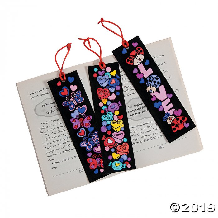Color Your Own Fuzzy Valentine Bookmarks (Makes 12)