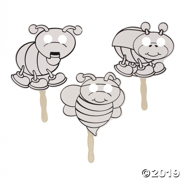 Color Your Own Bug Stick Masks (Per Dozen)