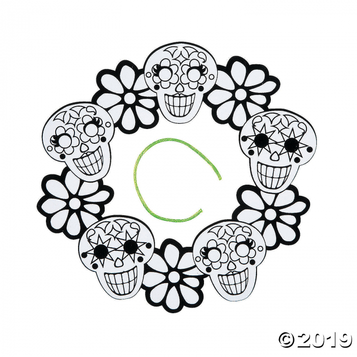 Color Your Own Fuzzy Sugar Skull Wreaths (Per Dozen)