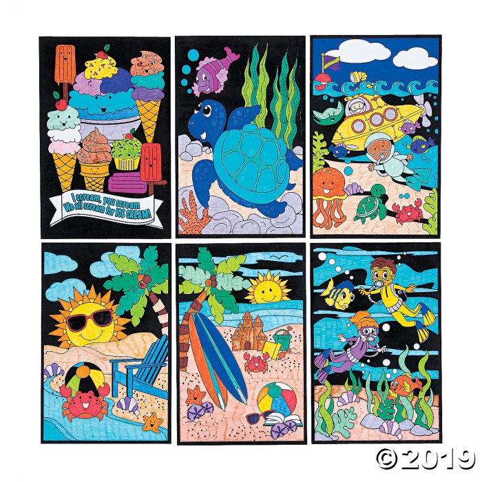 Color Your Own Fuzzy Summer Poster Assortment (24 Piece(s))