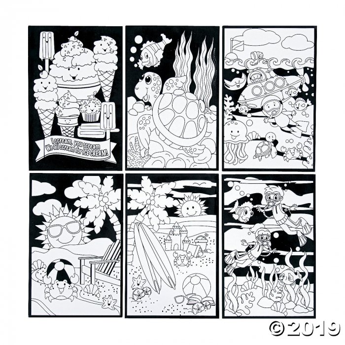 Color Your Own Fuzzy Summer Poster Assortment (24 Piece(s))