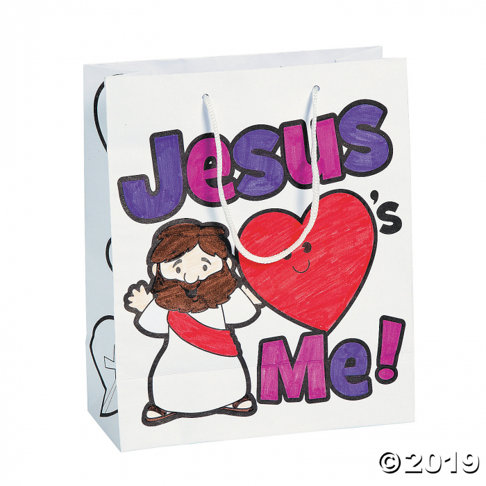 Color Your Own Jesus Loves Me Bags (Per Dozen) | GlowUniverse.com