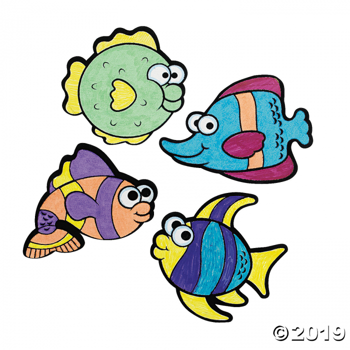 Color Your Own Fuzzy Fish Magnets (Per Dozen)