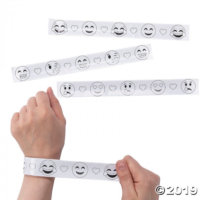 Color Your Own Valentine Emoji Slap Bracelets (48 Piece(s))