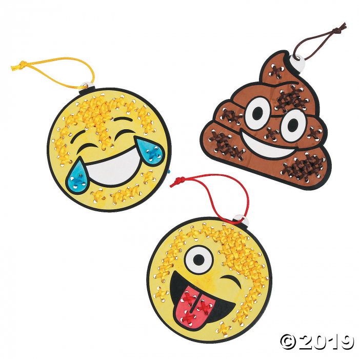 Color Your Own Emoji Cross Stitch Ornament Craft Kit (Makes 12)