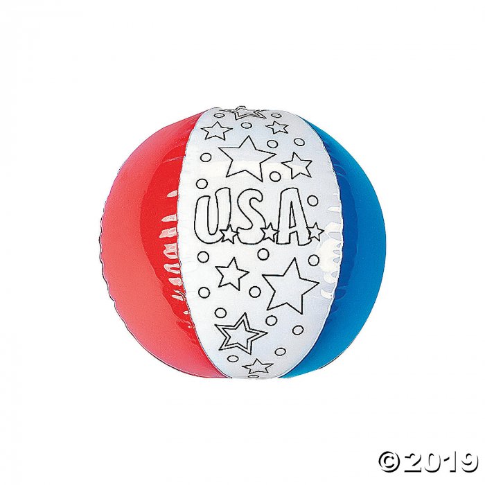 Inflatable 12" Color Your Own Patriotic Large Beach Balls (Makes 12)