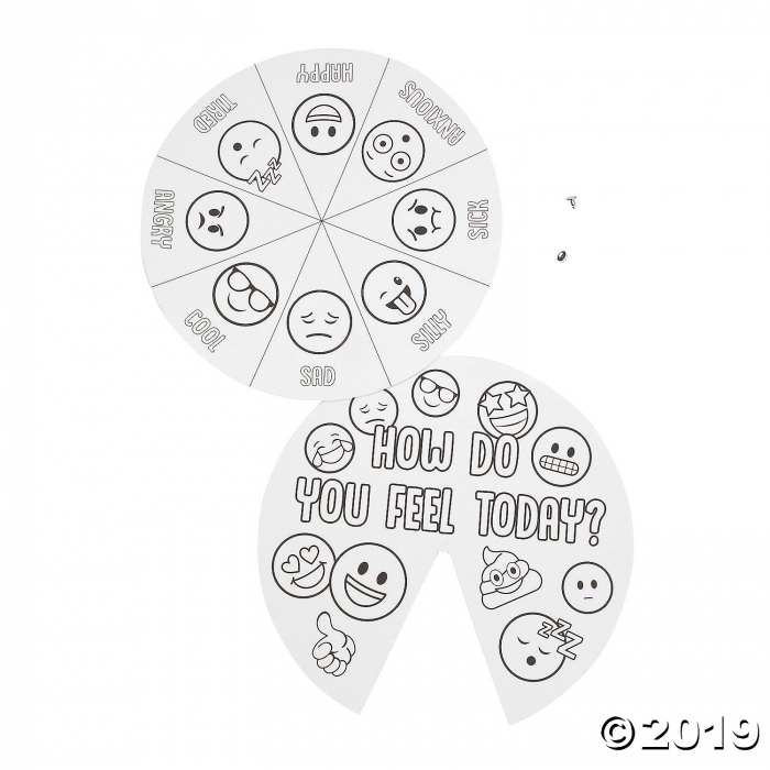 Color Your Own Emoji Mood Spinner Wheels (Per Dozen)