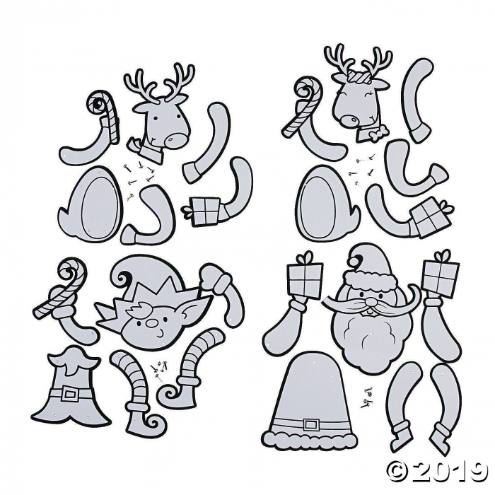 Color Your Own Fuzzy Jointed Christmas Characters (1 Unit(s))