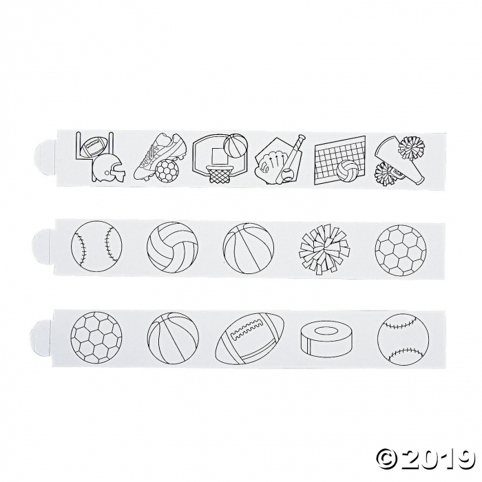 Color Your Own Paper Sports Bands (Per Dozen)