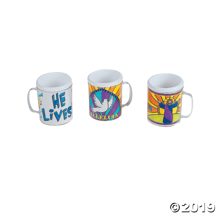 Color Your Own Easter Inspirational Plastic Mugs (Per Dozen)