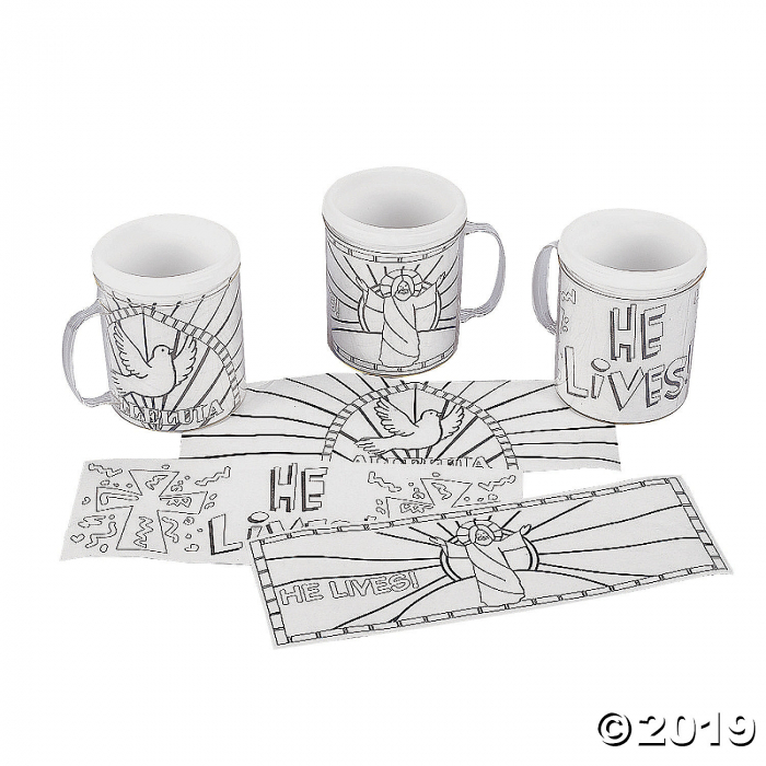 Color Your Own Easter Inspirational Plastic Mugs (Per Dozen)