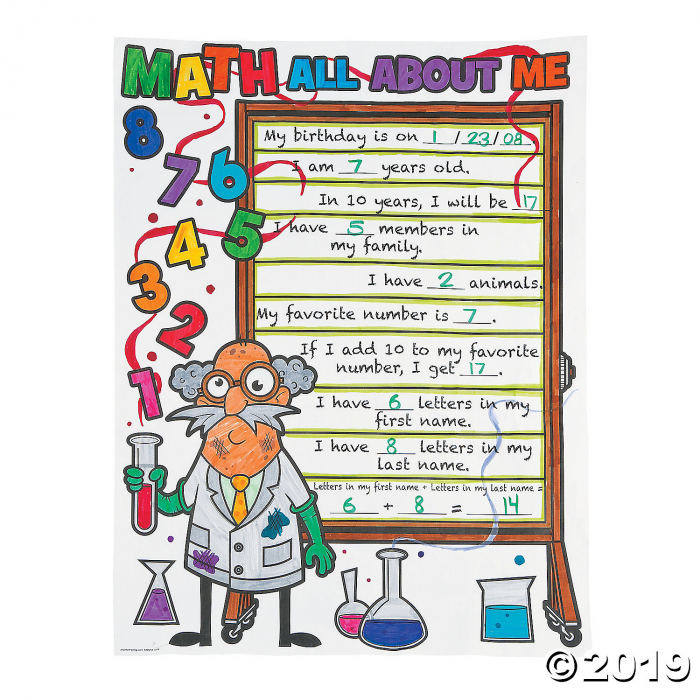 Color Your Own Math All About Me Posters (30 Piece(s))