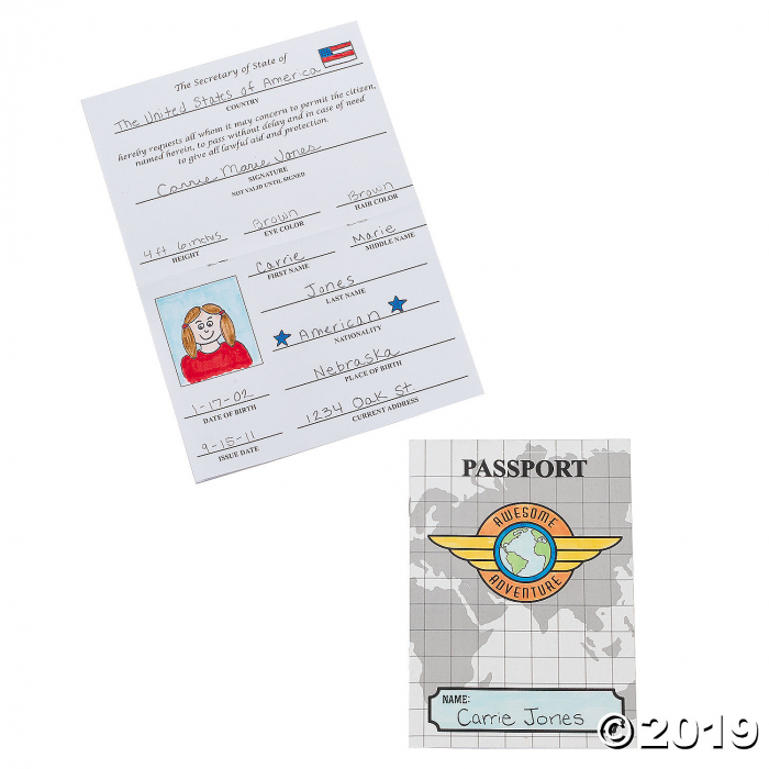 Color Your Own All About Me Passports (Per Dozen)