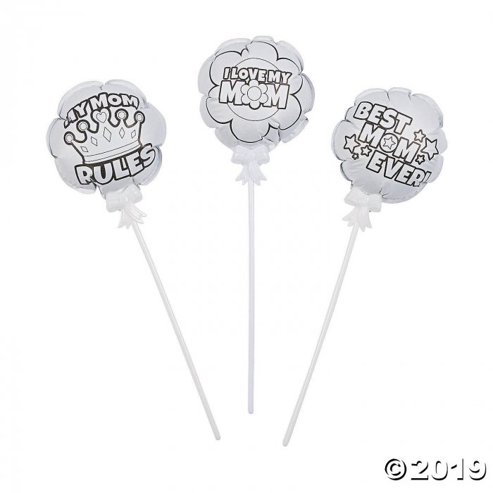 Color Your Own Self-Inflating Mothers Day Mylar Balloons (Per Dozen)