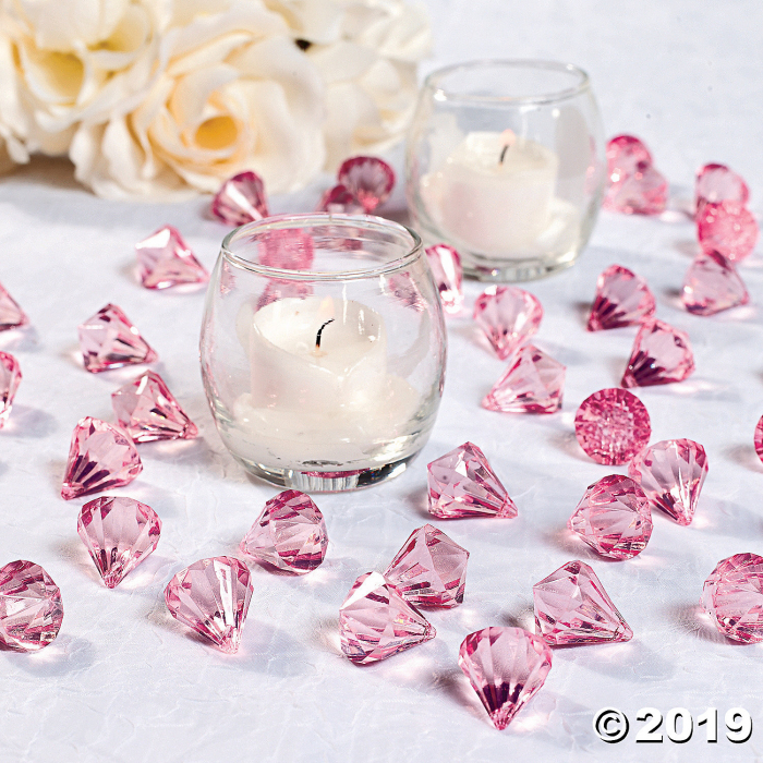 Pink Diamond-Shaped Acrylic Gems (25 Piece(s))