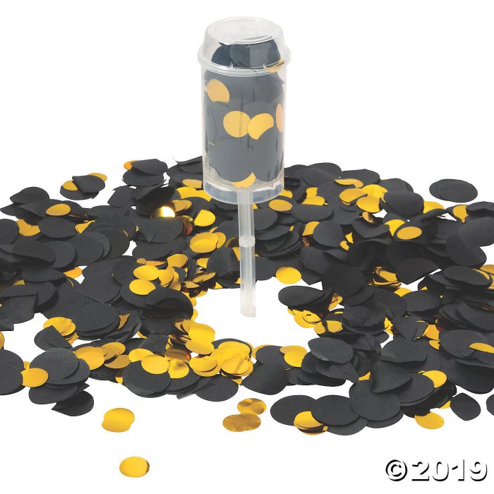Black & Gold Push-Up Confetti Poppers (8 Piece(s))