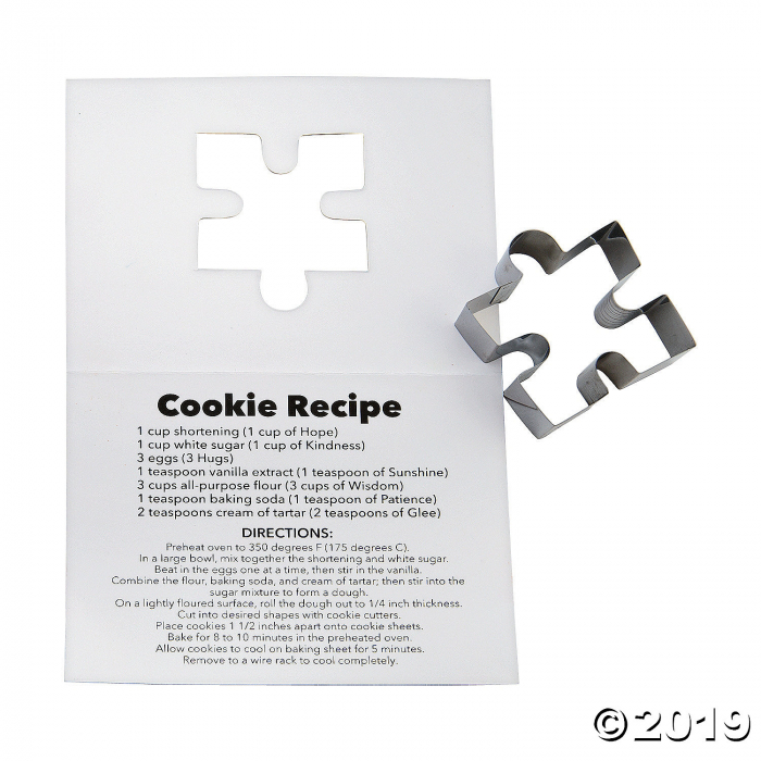 Autism Awareness Puzzle Cookie Cutters with Card (Per Dozen)