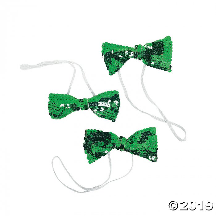 Green Sequin Bow Ties (Per Dozen)