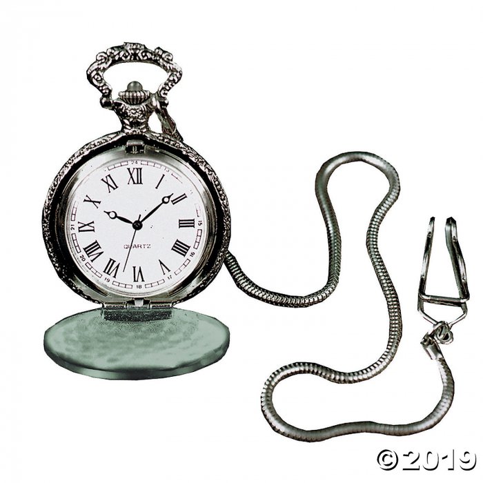 Silvertone Pocket Watch with Chain