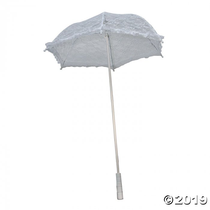 White Lace Parasol with Ruffles (1 Piece(s))