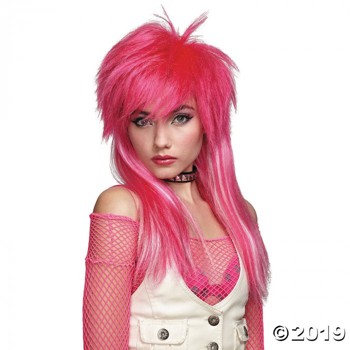 Hot Pink & White Glam Wig (1 Piece(s))