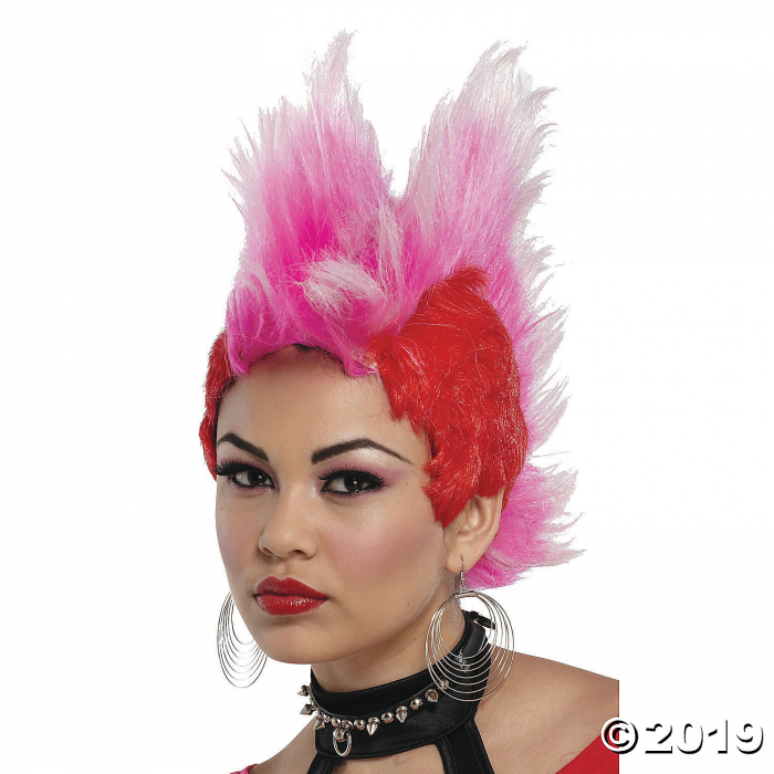 Red & Hot Pink Double Mohawk Wig (1 Piece(s))