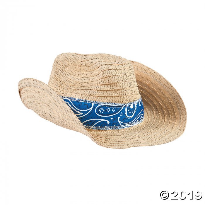 Adult's Western Cowboy Hats with Blue Bandana (Per Dozen)