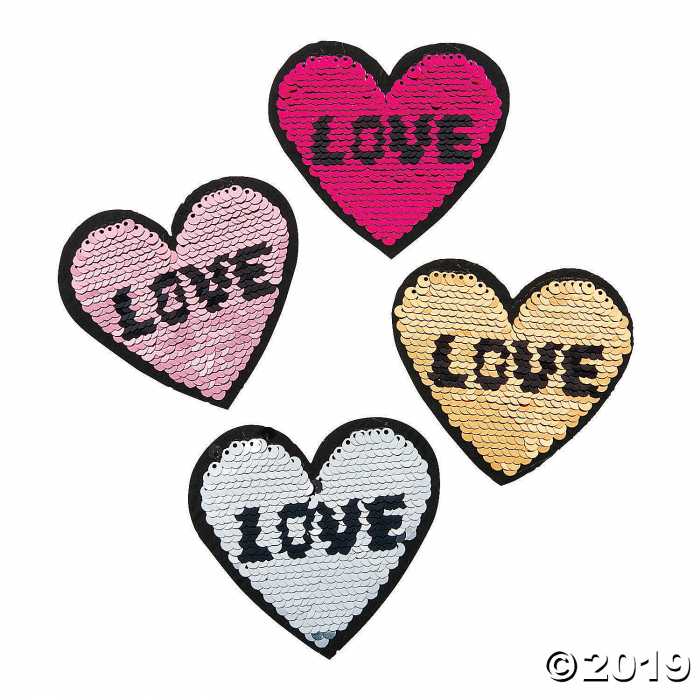 Reversible Sequin Heart Patches (Per Dozen)