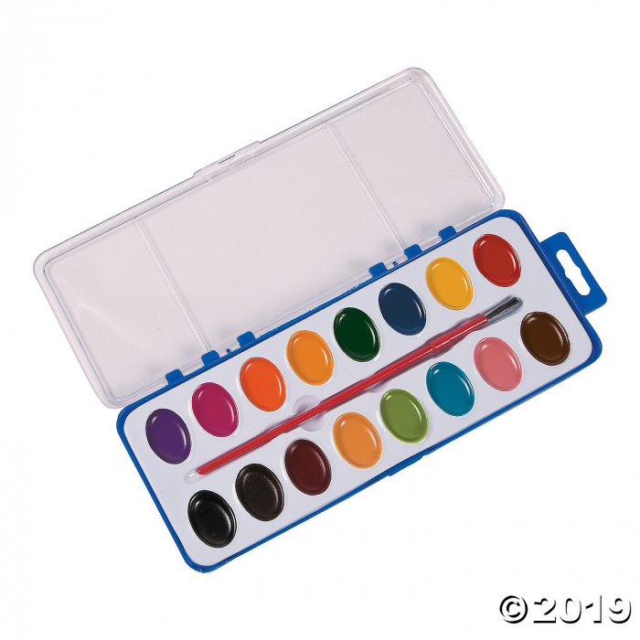 Assorted Colors Watercolor Paint Trays - Set of 16 (Per Dozen)