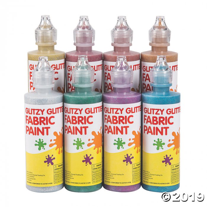 4-oz. Glitzy Glitter Assorted Colors Fabric Paint - Set of 8 (1