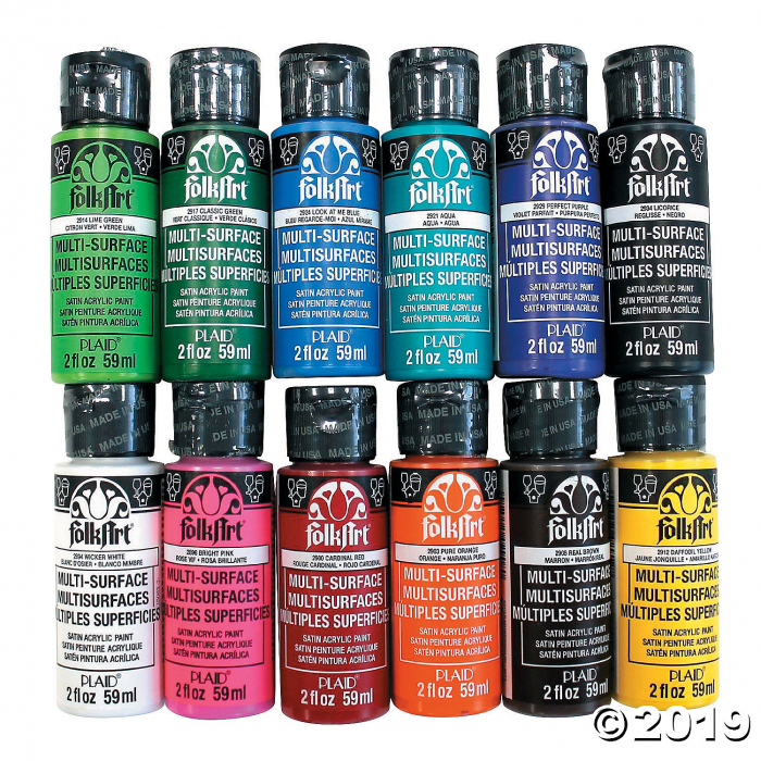 2-oz. FolkArt® Multi-Surface Acrylic Paints (12 Piece(s))