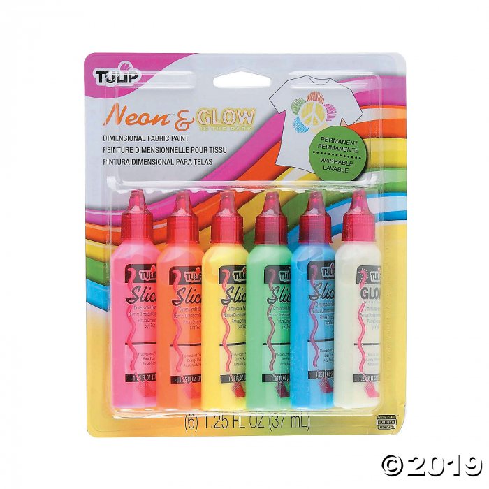 Tulip® Neon & Glow-in-the-Dark Assorted Colors Dimensional Fabric Paint - Set of 6 (1 Set(s))
