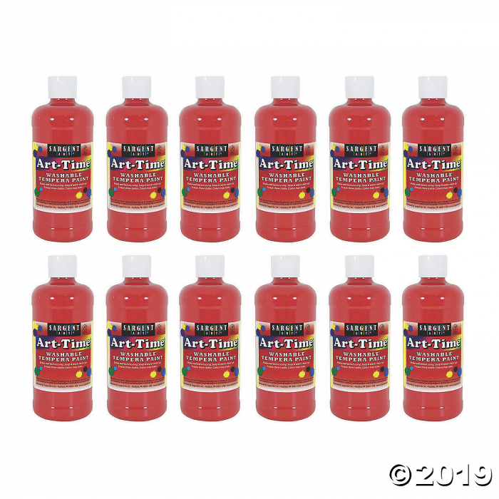 Sargent Art® Art-Time® Washable Tempera Paint, 16 oz, Red, Pack of 12 (12 Piece(s))