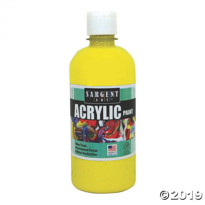 Sargent Art® Acrylic Paint Squeeze Bottle, 16 oz, Yellow, Pack of 3 (3 Piece(s))