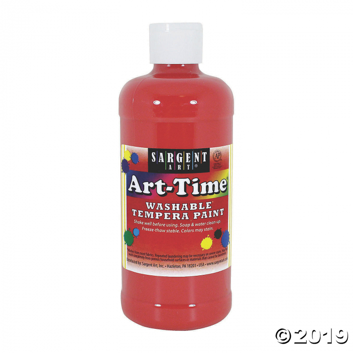 Sargent Art® Art-Time® Washable Tempera Paint, 16 oz, Red, Pack of 12 (12 Piece(s))