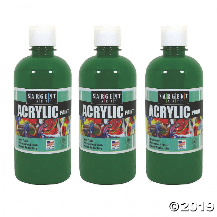 Sargent Art® Acrylic Paint Squeeze Bottle, 16 oz, Green, Pack of 3 (3 Piece(s))