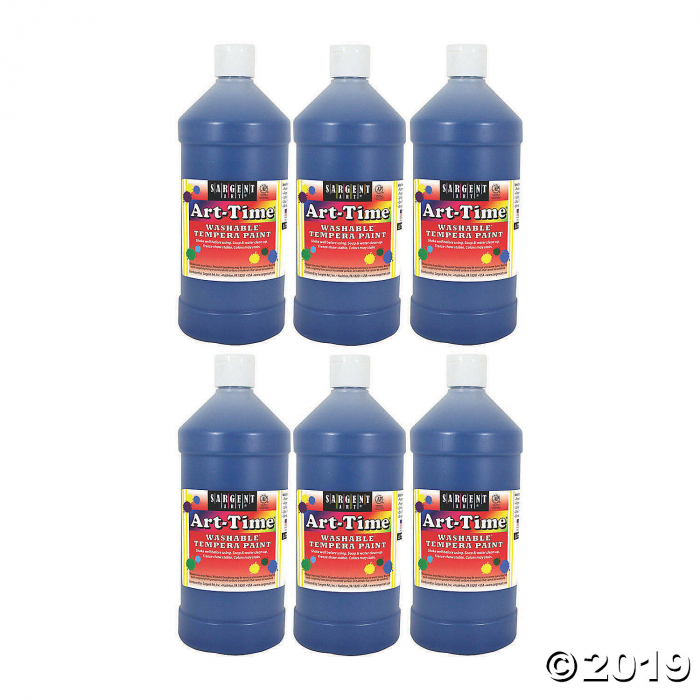Sargent Art® Art-Time® Washable Tempera Paint, 32 oz, Blue, Pack of 6 (6 Piece(s))