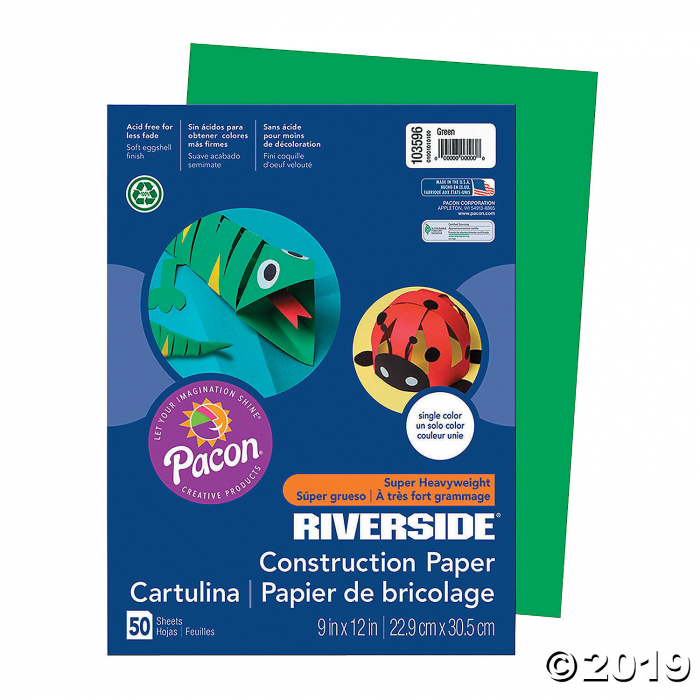Pacon® Riverside® Green 9" x 12" Heavyweight Construction Paper - 50 Sheets (50 Piece(s)) Pacon® Riverside® Green 9" x 12" Heavyweight Construction Paper - 50 Sheets (50 Piece(s))