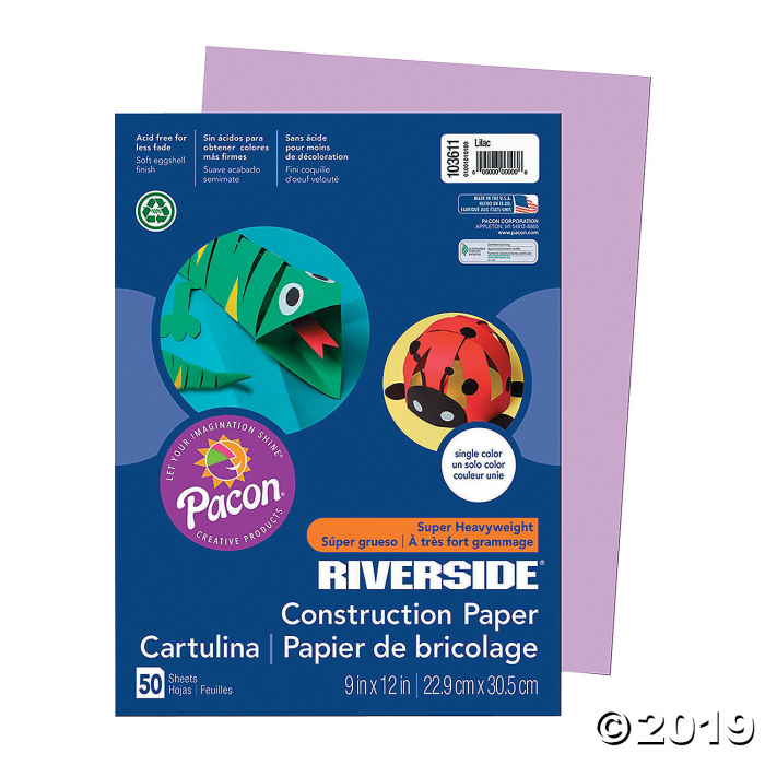 Pacon® Riverside® Lilac 9" x 12" Heavyweight Construction Paper - 50 Sheets (50 Piece(s)) Pacon® Riverside® Lilac 9" x 12" Heavyweight Construction Paper - 50 Sheets (50 Piece(s))