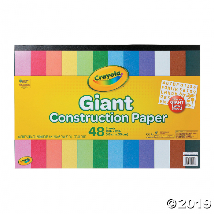 Crayola® Assorted Colors 18" x 12" Giant Construction Paper Pad with Stencil Sheet - 48 Sheets (1 Piece(s))