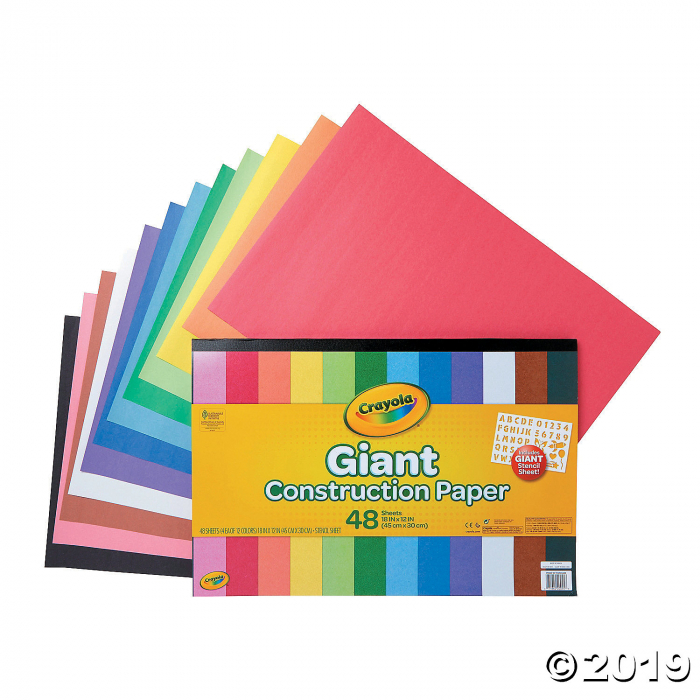 Crayola® Assorted Colors 18" x 12" Giant Construction Paper Pad with Stencil Sheet - 48 Sheets (1 Piece(s))