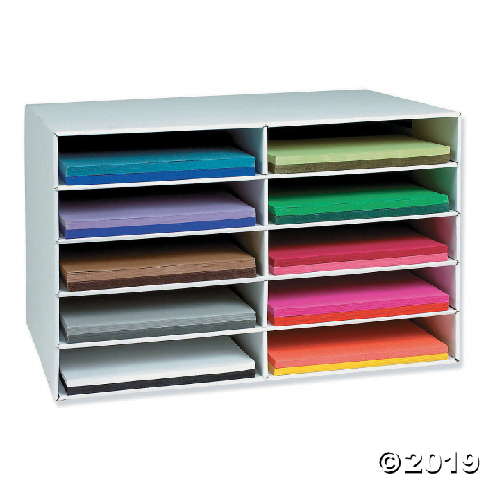 12" x 18" Construction Paper Storage, 10-Slot, White, 16-7/8"H x 26-7/8"W x 18-1/2"D (1 Piece(s)) 12" x 18" Construction Paper Storage, 10-Slot, White, 16-7/8"H x 26-7/8"W x 18-1/2"D (1 Piece(s))