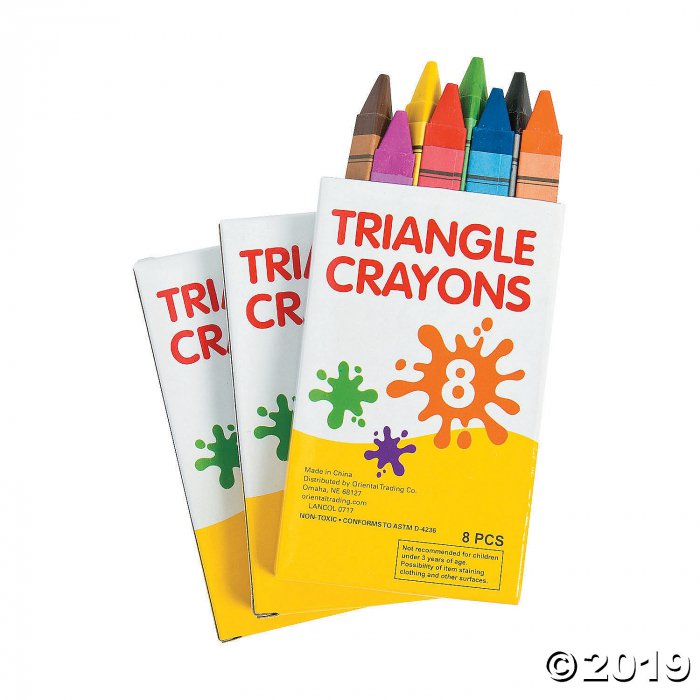 8-Color Triangular Crayons - 12 Boxes (Per Dozen)