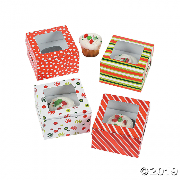 Bright Christmas Cupcake Boxes (Per Dozen)